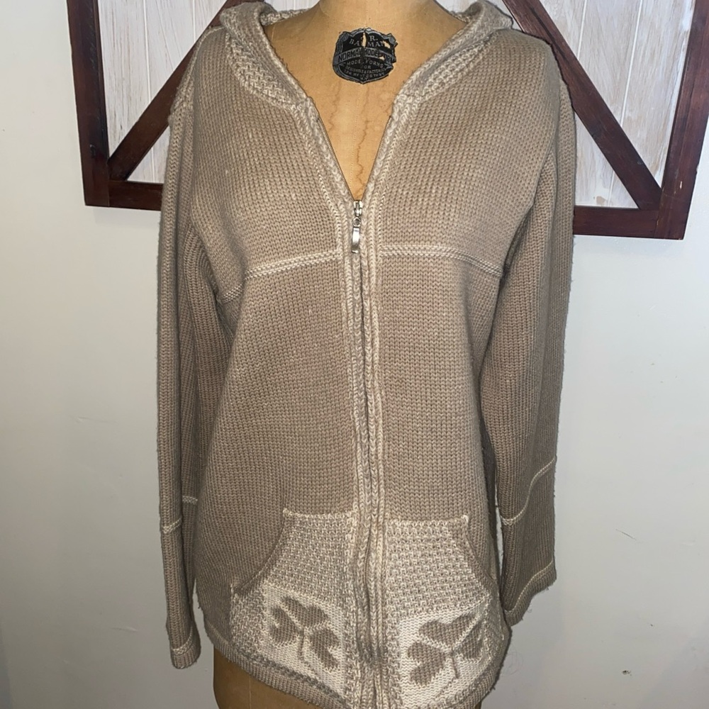 Aran Croft 100% Marano wool full zip cardigan with front pockets